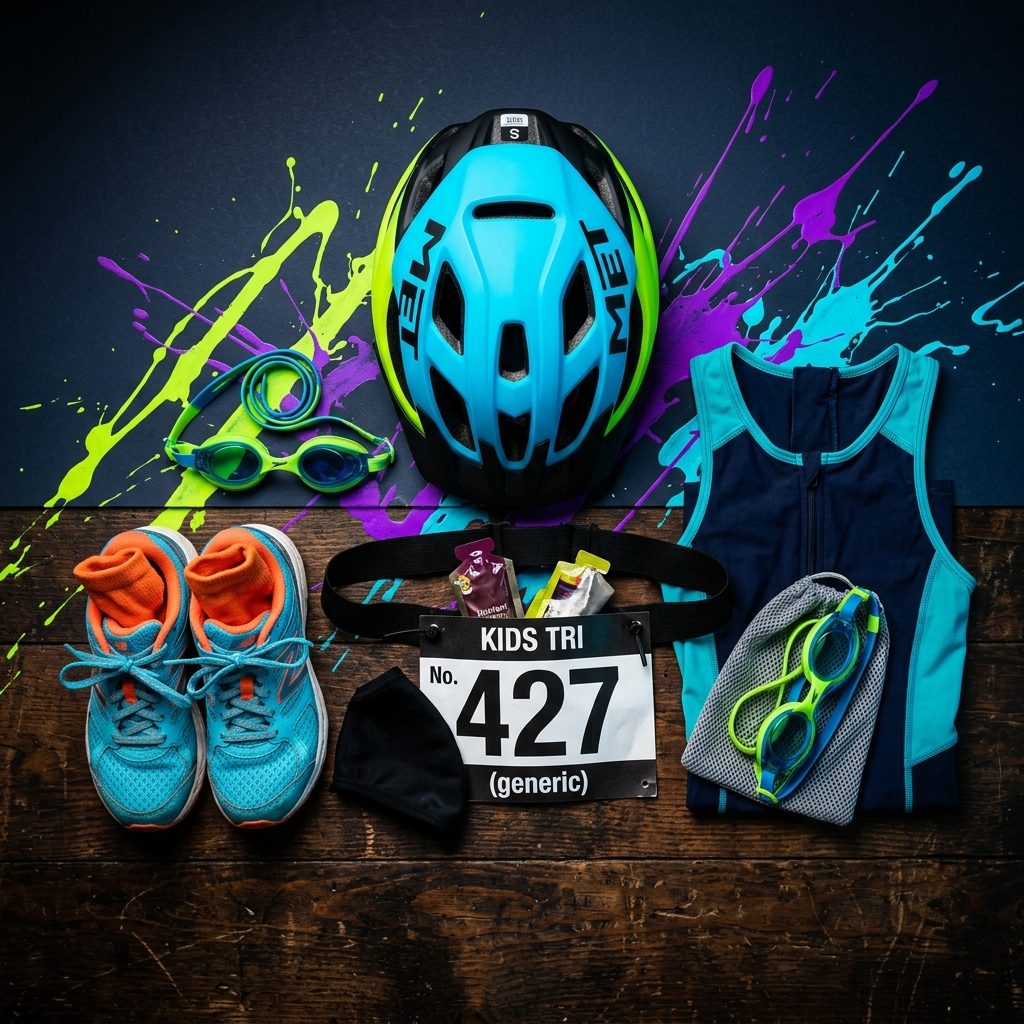 Young athletes checking their equipment before a race